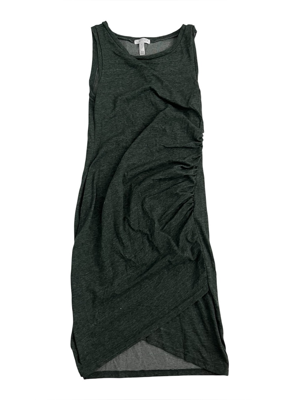 Leith Sleeveless Ruched Side Dress in dark green